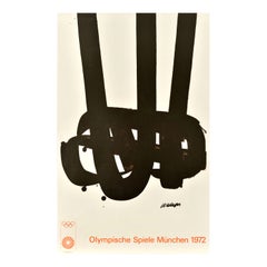 Affiche de sport originale des Jeux olympiques de Munich de 1972 Pierre Soulages abstrait