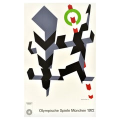 Original Vintage Sport Poster Munich Olympics 1972 Allan D'Arcangelo Abstract
