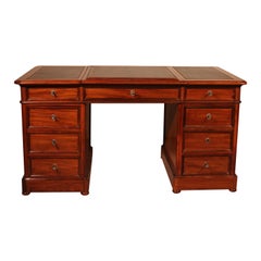 Antique Mahogany Pedestal Desk From The 19th Century