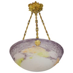 Jean Noverdy French Art Deco Pendant Chandelier, 1920