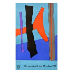 Affiche de sport originale des Jeux olympiques de Munich de 1972 Fritz Winter, design abstrait