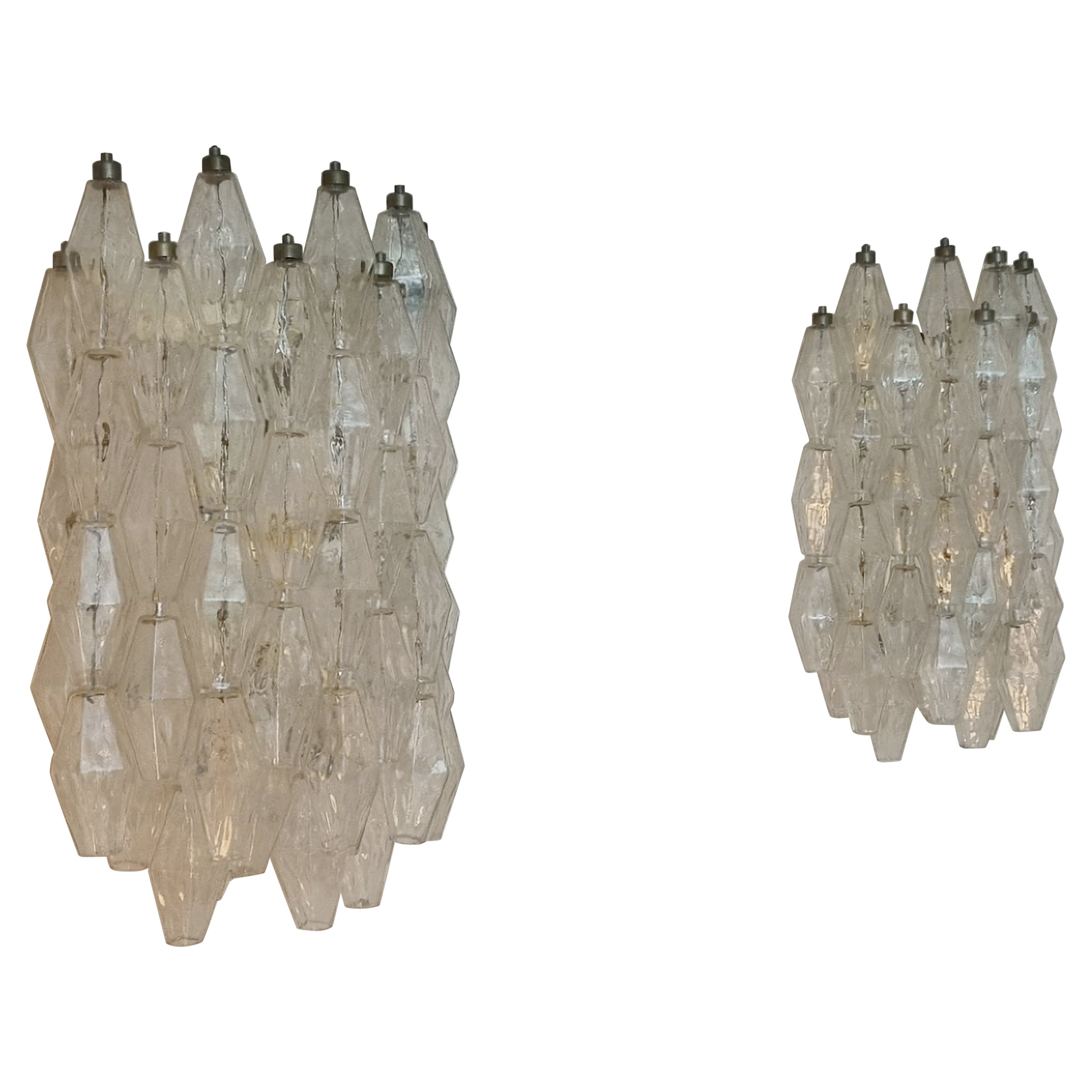 Large Poliedri wall sconces designed by Carlo Scarpa for Venini 1961