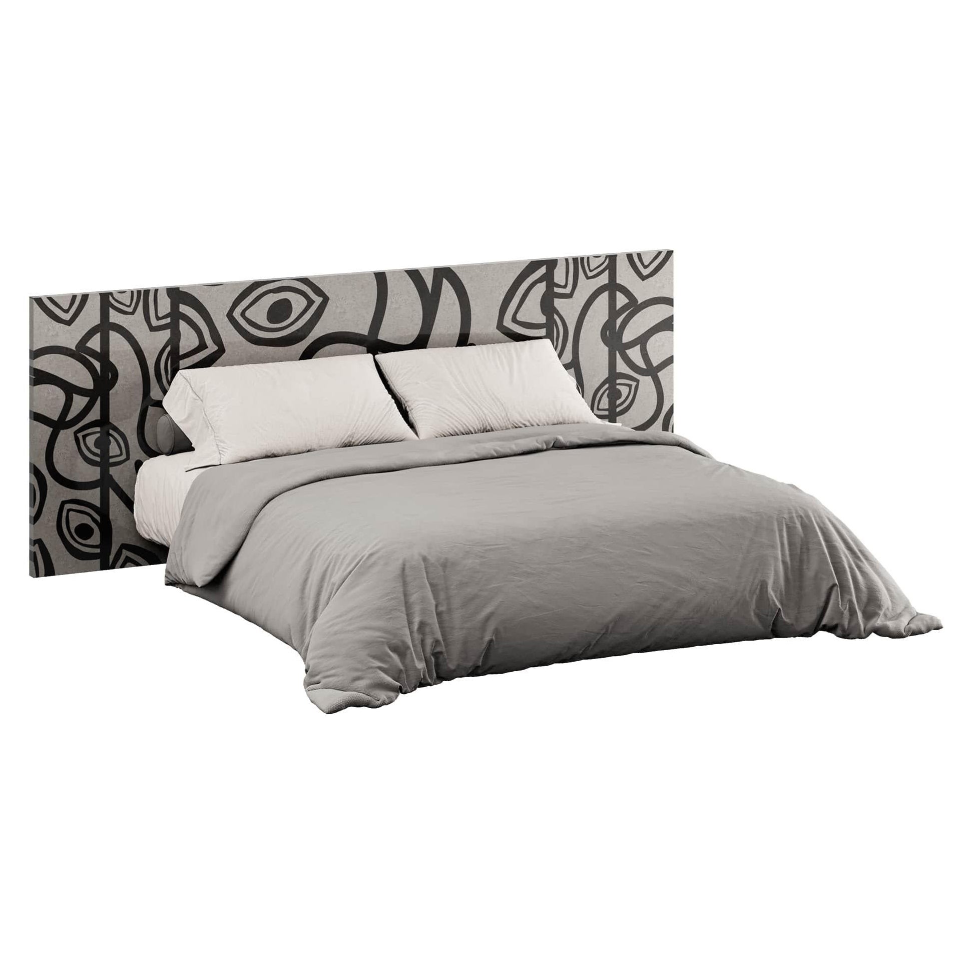 Cabecero de madera moderno y minimalista Marquetería abstracta negra y blanca para cama King