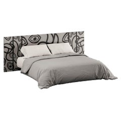 Cabecero de madera moderno y minimalista Marquetería abstracta negra y blanca para cama King