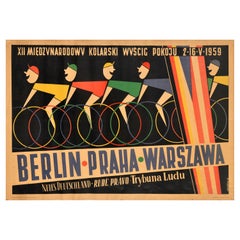 Original Retro Sport Poster Peace Race 1959 Berlin Prague Warsaw Kaniewski