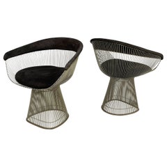 Sillas Cockcit modernas de tela metálica negra de Warren Platner para Knoll, años 70