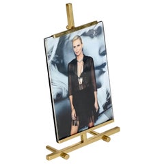 Italian Brass Easel-Shaped Photo Frame by Montagnani, Italy 1970s