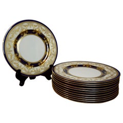 Set of 12 Lenox Dinner Plates Decorated with Profuse Raised Gilding of Flowers