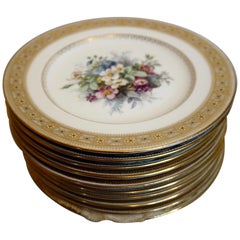 Set of 10 Spode Made for Tiffany Dessert Plates Signed by Renown Artist Hurten