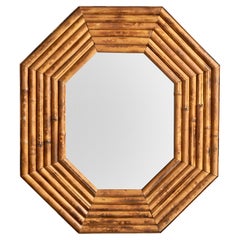 Specchio da parete di design italiano, bambù, Italia, anni '60