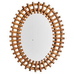 Italian Designer, Wall Mirror, Bamboo, Italy, 1960s
