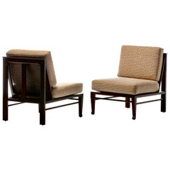 Vintage William Pahlmann Thebes Chairs in New Embroidered Linen Upholstery, circa 1964