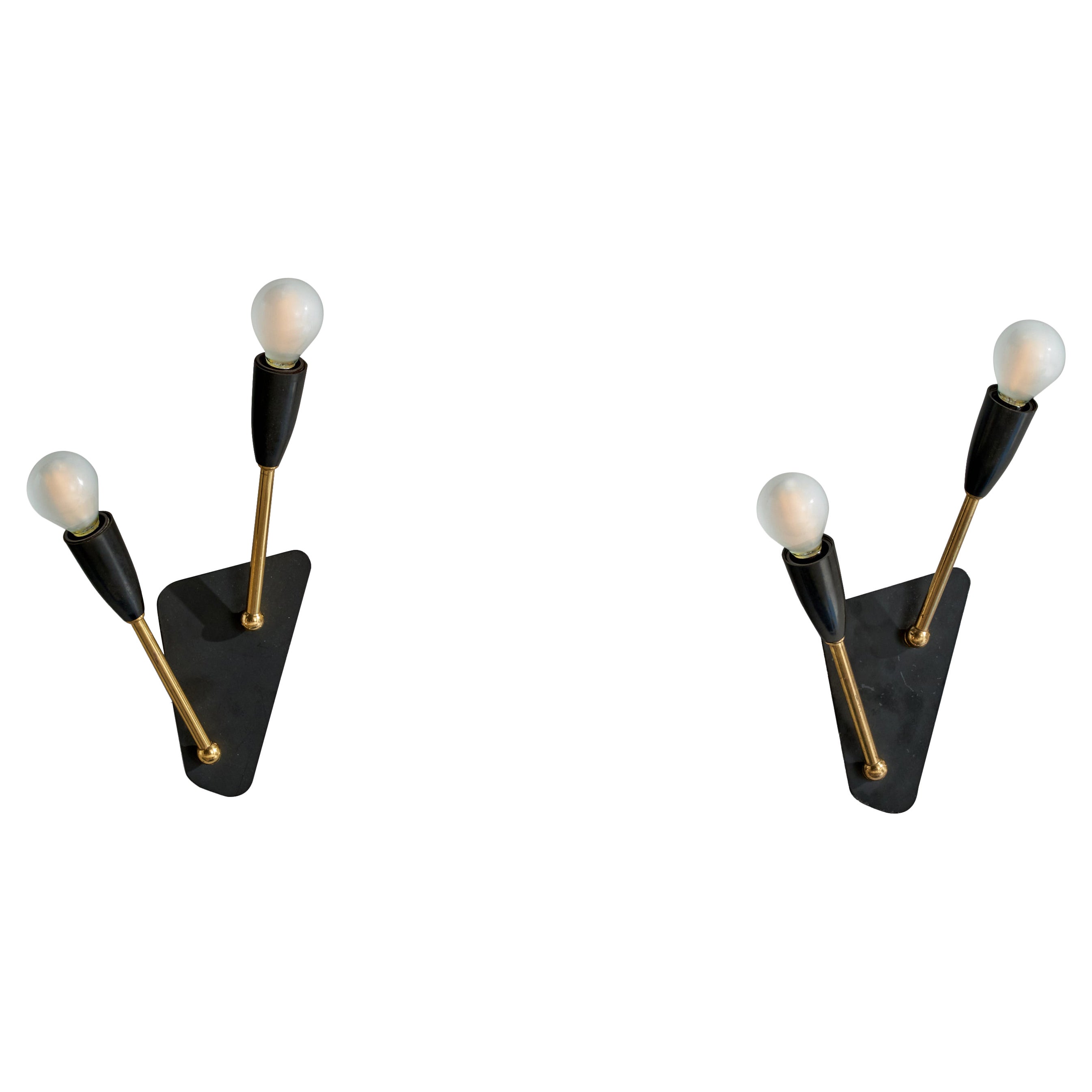 Swedish Designer, Wall Lights, Brass, Metal, Sweden, 1950s