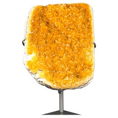 Imponente Racimo de Citrino Naranja con Brillante Druzy Galaxia en Soporte Personalizado