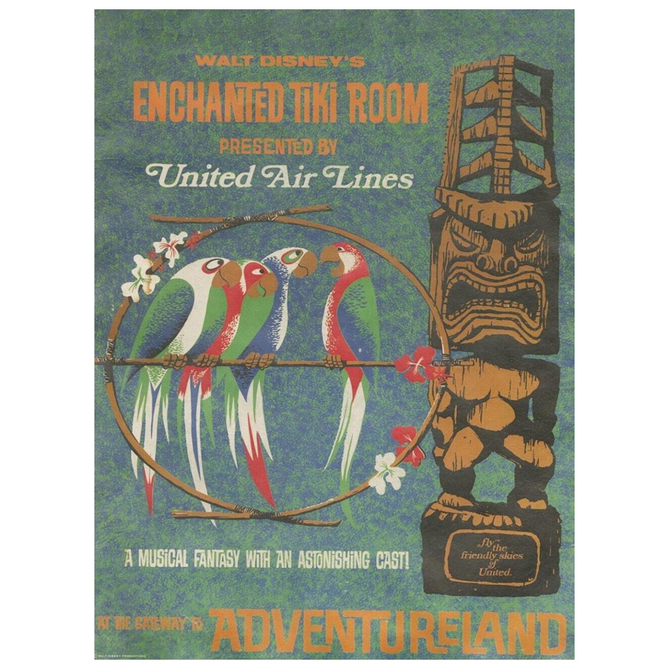 1969 Disneyland - Enchanted Tiki Room - Adventureland Original Vintage Poster