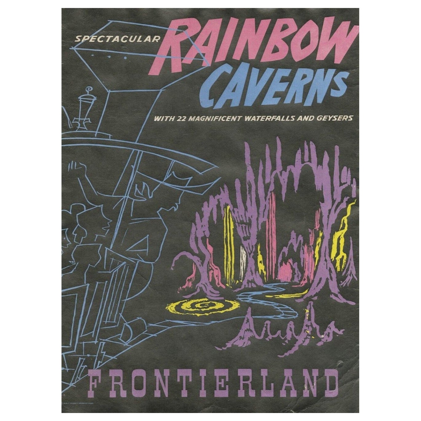1969 Disneyland - Rainbow Caverns - Frontierland Poster originale d'epoca