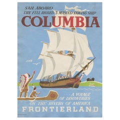 1969 Disneyland - SS Columbia - Frontierland Poster originale d'epoca