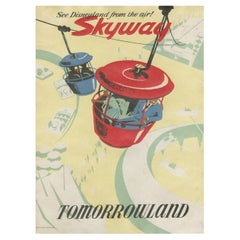 Affiche vintage originale Disneyland - Skyway - Tomorrowland, 1969