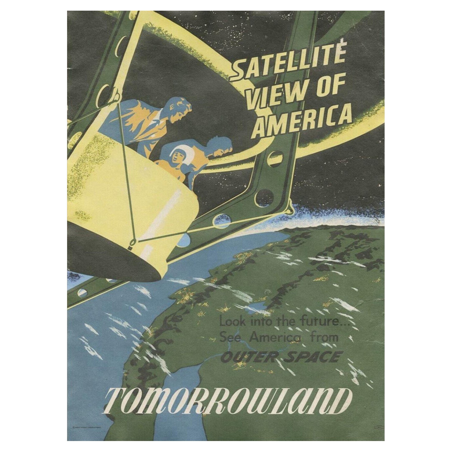 1969 Disneyland - Satellite View of America Original Vintage Poster