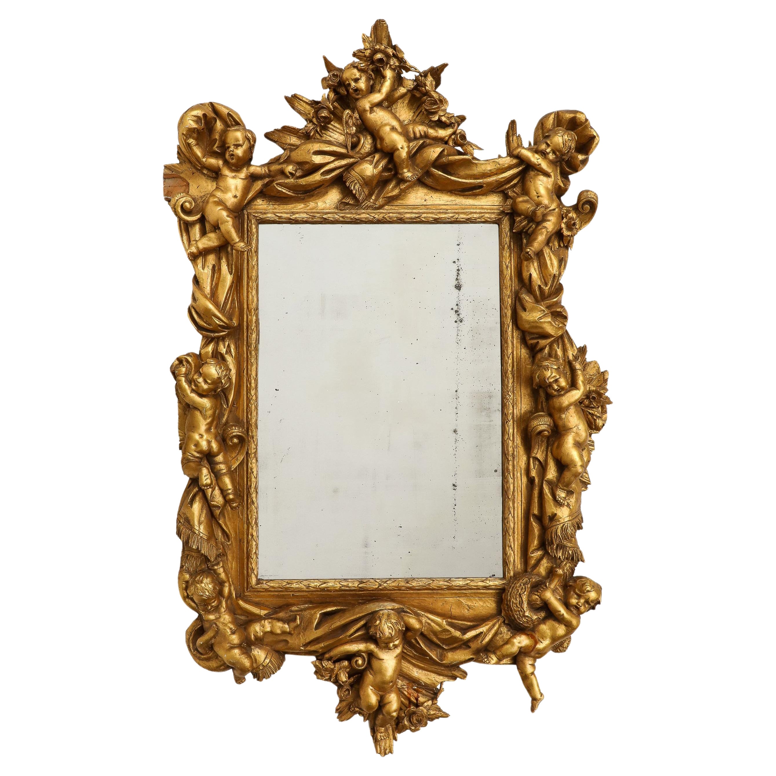 Italienischer Barockstil Giltwood Wandspiegel