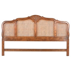 Tête de lit King Size en Oak Oak et Cane de style provincial français par Hickory, Circa 1970