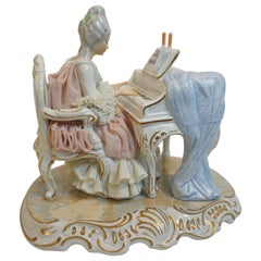 Crinoline Lace Helena Wolfson Dresden Figurine Playing Piano by Candlelight