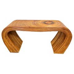 Tavolo da console in rattan in stile Gabriella Crespi degli anni '70, con matita curvata