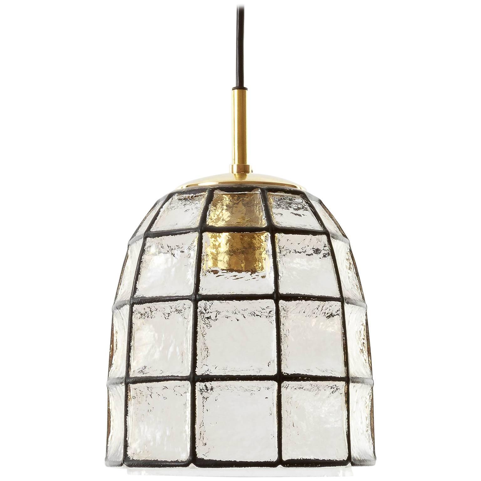 Limburg Iron Glass and Brass Pendant Light, 1960s