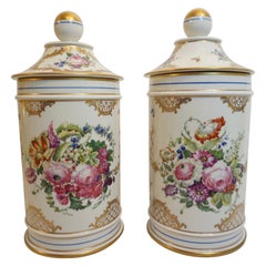 Paire de pots d'apothicaire couverts fabriqués et peints par Camille Le Tallec de Paris