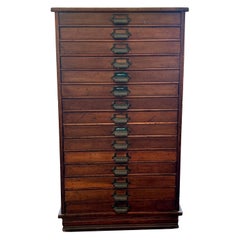Antique Victorian 15-Drawers Flat Art Prints File Cabinet