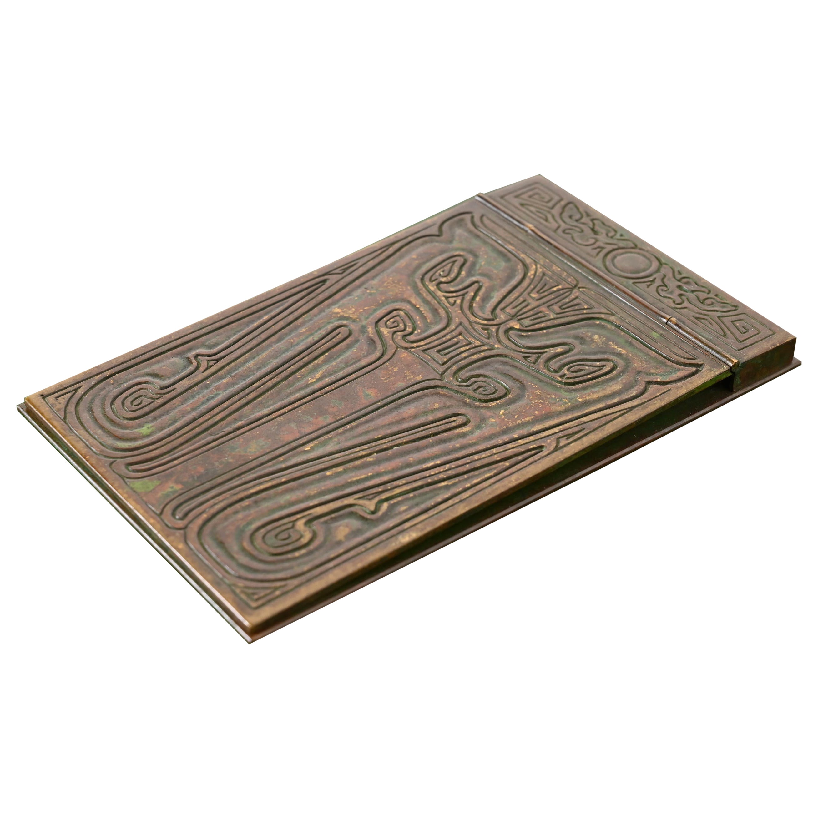 Tiffany Studios New York Chinesisches Muster Bronze Notizbuchstabenhalter