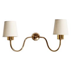 Josef Frank, Wall Light, Brass, Fabric, Sweden, 1950s