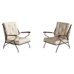 Maurizio Tempestini, Loungesessel, Eisen, Ahorn, Stoff, USA, 1950er Jahre