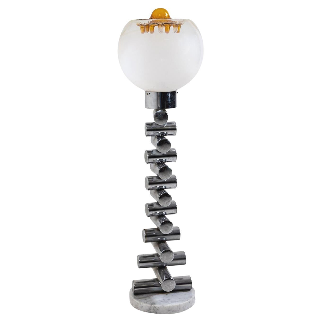 20th Century Italian Modern Mazzega Chrome Floor Light by Toni Zuccheri