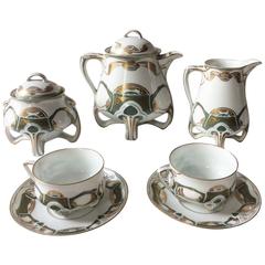 Antique Jugendstil Porcelain Set of Seven Pieces by Hermann Ohme