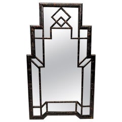 Coveted Bamboo with Tortoise Shell Finish Art Deco Style Mirror