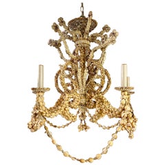Mid Century Modern Sea Shell 5 Light Chandelier Electrified Hamptons NY Estate