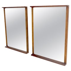 Paire de miroirs muraux rectangulaires en noyer par John Stuart MINT !