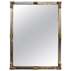 Modern Murano Twist Glass and Brass Mirror