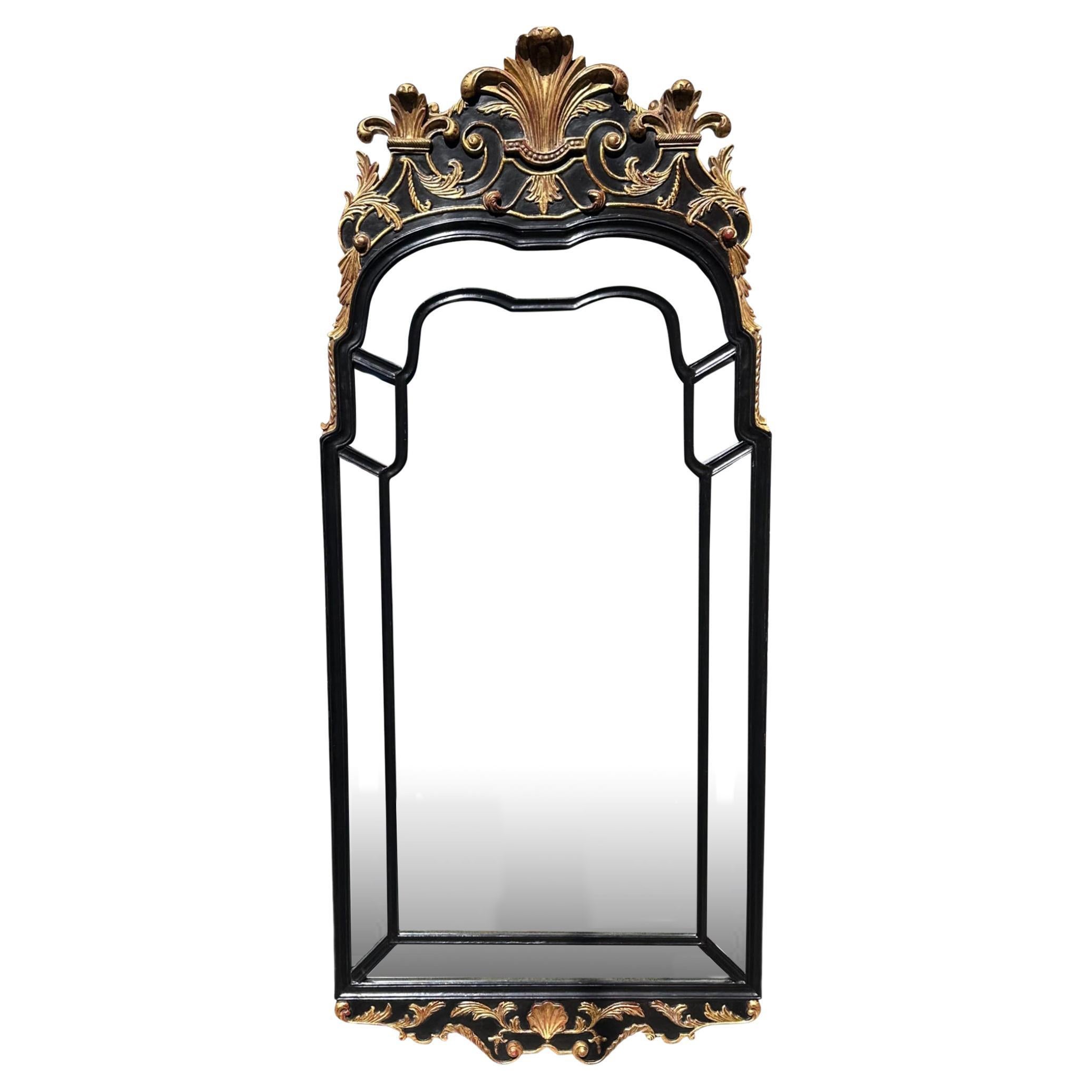 19th C Style Burton-Ching Regency Black & Gold Mirror For Sale
