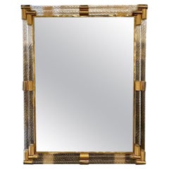 Modern Murano Double Twist Glass Rod and Brass Mirror