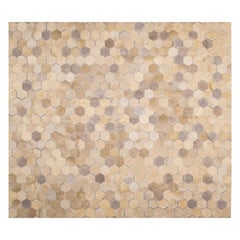 Anpassbarer Angulo Rindsleder-Bodenteppich in Creme Medium