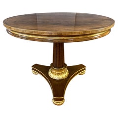 Burton-Ching Biedermeier-Style Walnut and Giltwood Round Dining Table, 1990s