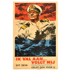 Original Vintage War Poster UK Navy Recruitment Holland WWII Dutch East Indies