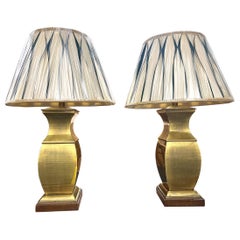 A pair of Brass Asian Lamps With Redux Sham Beux Shades