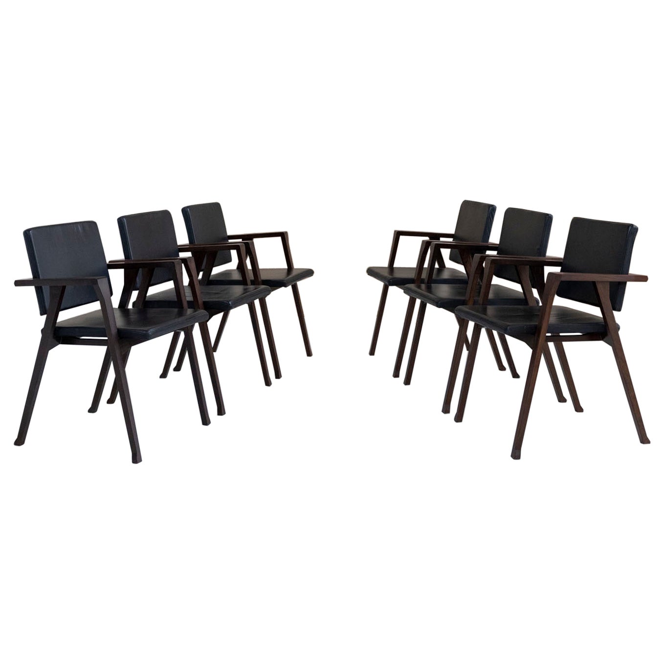 Set of six Luisa chairs mod. PT1 designed by Franco Albini for Poggi Pavia