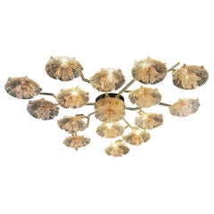 Murano Pink Glass Flower Flushmount