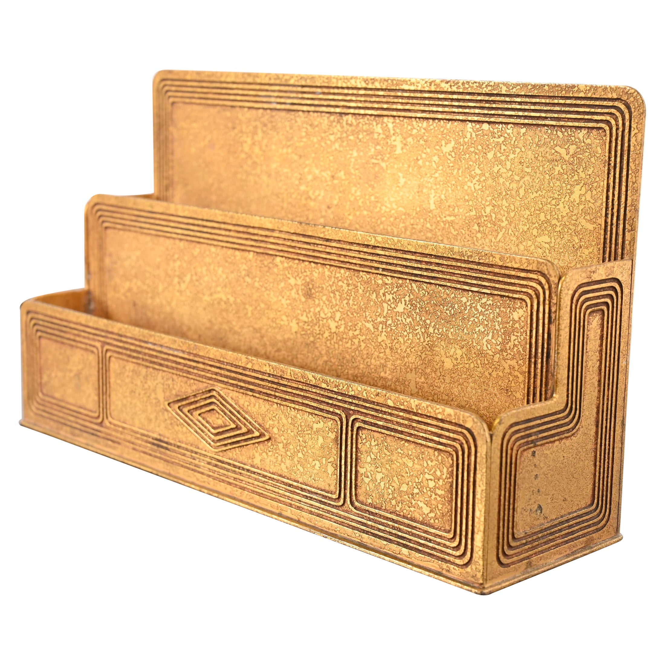 Tiffany Studios New York Graduate Pattern Bronze Doré Porte-lettres