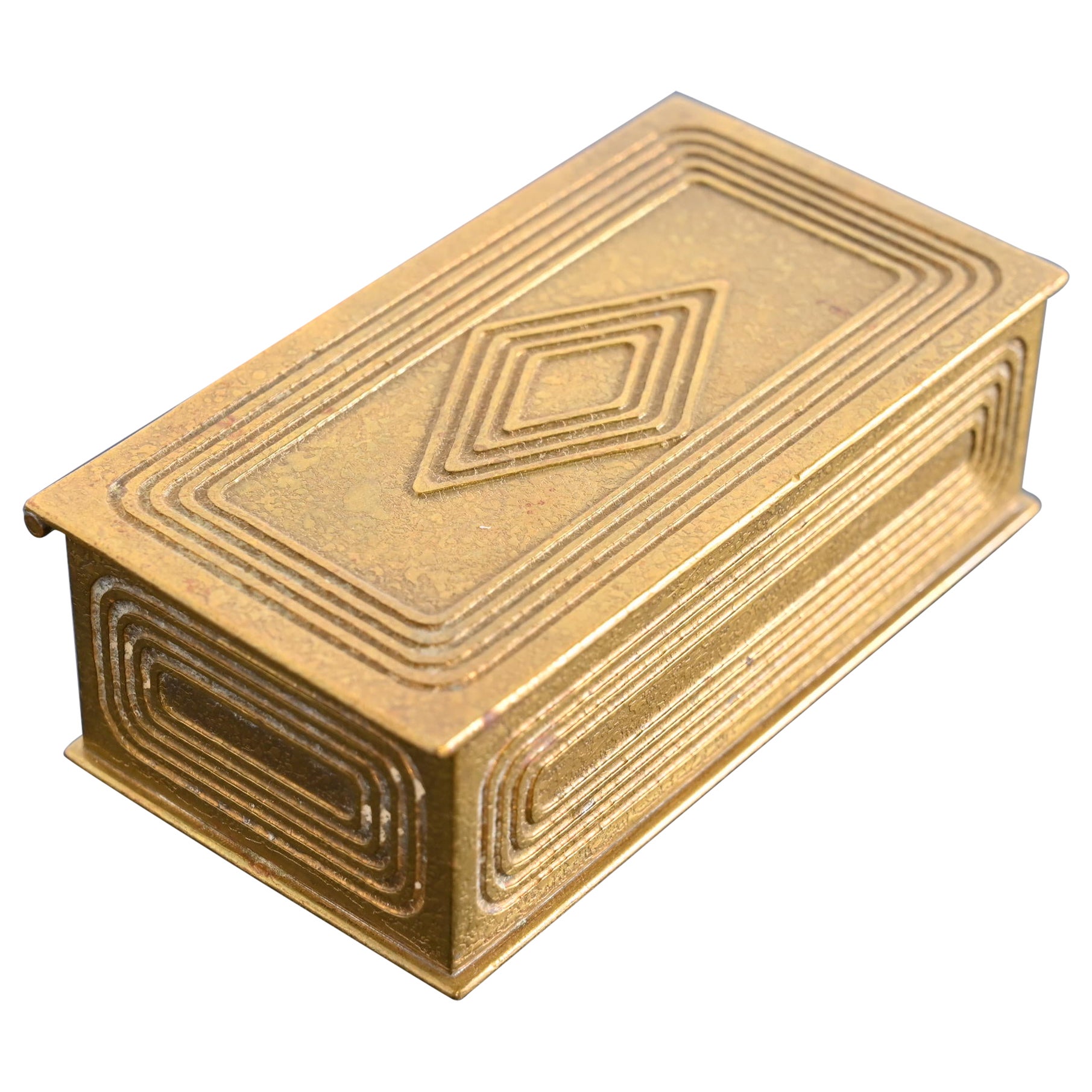 Tiffany Studios New York Graduate Pattern Bronze Doré Stempel Box