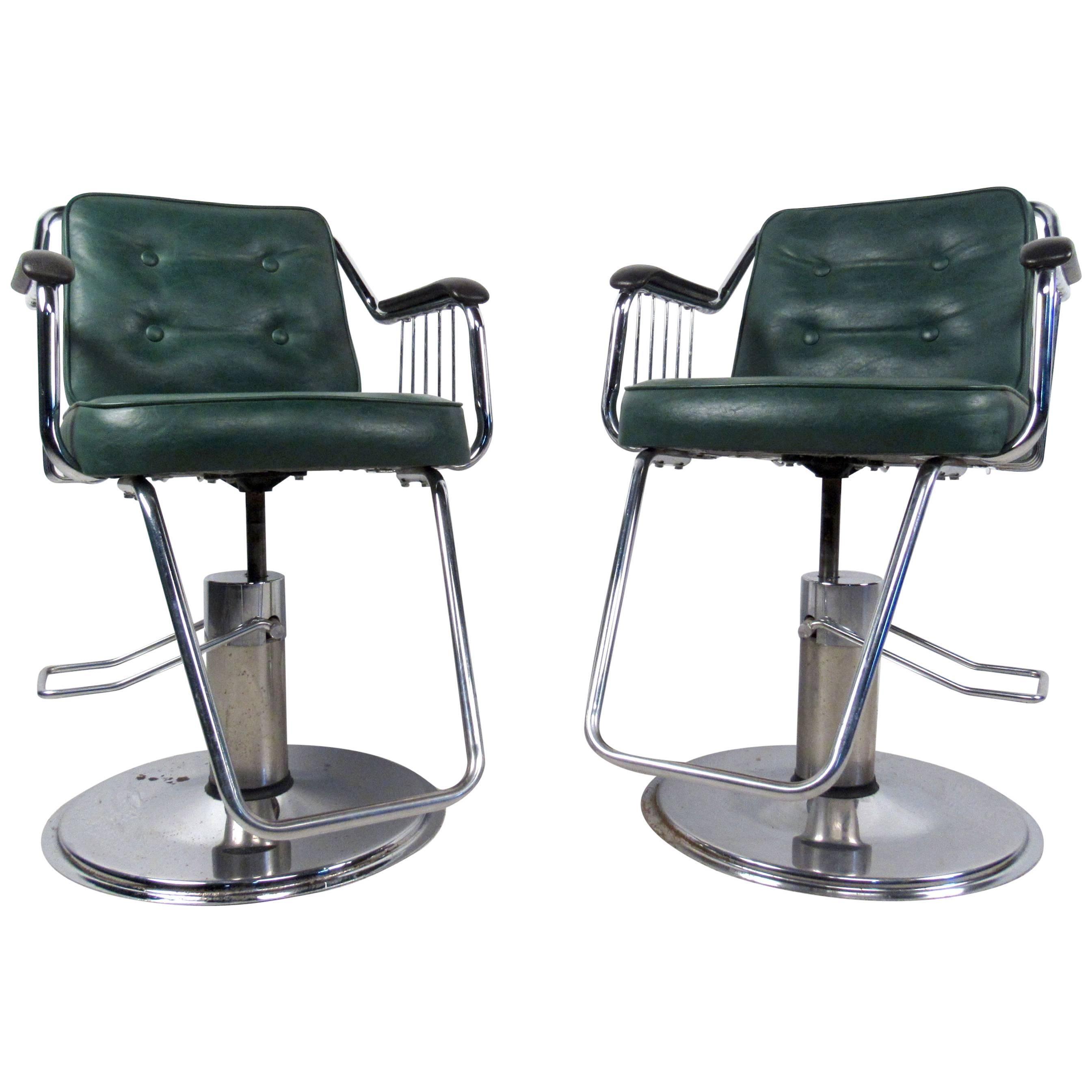 Pair of Mid-Century Barber Chairs